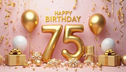 Luxurious 75th Birthday Celebration with Gold and Pink Decor
