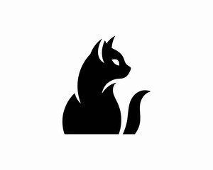 Cat silhouette logo. Black cat flat style. Cat icon logo design template. Vector illustration. Animal logotype concept. 