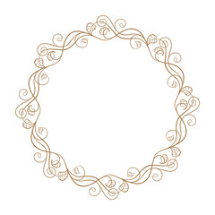 Intricate circular vintage frame design that features elegant swirls and dots