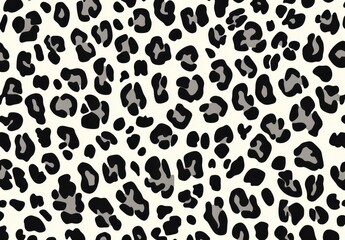Fototapeta premium Black and Gray Leopard Print Pattern on Cream Background for Fashion, Textiles, and Interior Designs, Perfect for Trendy and Modern Styles