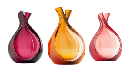 Three decorative glass vases shaped like onions stand tall providing elegant visual interest for advertising copy.