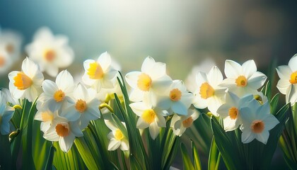Fototapeta premium white spring daffodils for wallpaper or background 002