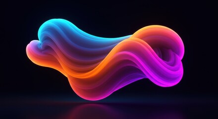 Abstract Neon Waveform: Vibrant Swirls of Color in Dark Space
