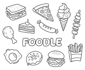 Food doodle on white background