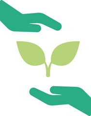 Hands Nurturing a Green Plant Sustainability Icon