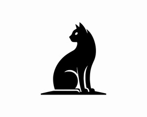 Cat silhouette logo. Black cat flat style. Cat icon logo design template. Vector illustration. Animal logotype concept. 