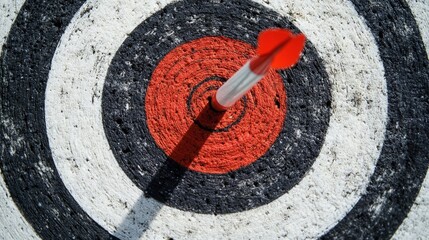 red dart board with arrow hit target, the concept of business target and strategy