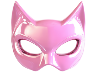 Isolated Glossy Pink Cat Mask for Costume Parties