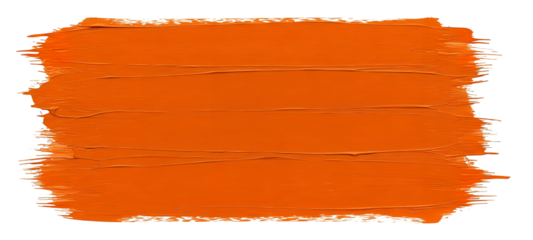 Bold orange acrylic paint stroke with textured brush marks