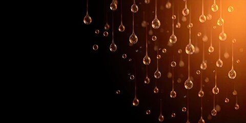 Amber Liquid Drops Falling Abstract Background Luxury Texture