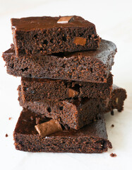 slices of chocolate brownies stacked