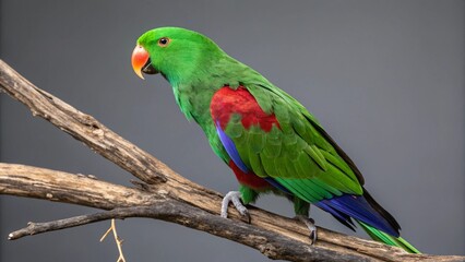 Eclectus Parrot in full view on studio  background