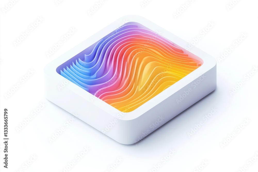 Fototapete data analysis and heatmap visualization in a 3d glyph design icon, modern design, white background.