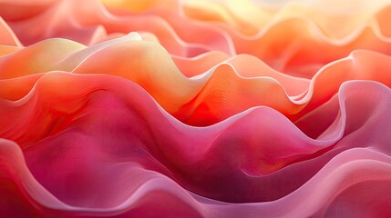 Fototapeta premium Abstract wavy fabric, sunset hues, textured background, design element