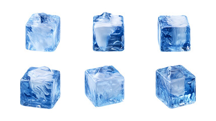 Fototapeta premium Pack Ice Cube Set Against Transparent Background for Beverage Branding, Drink Promotion, or Cooling Design Projects
