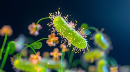 Naklejka premium Microscopic Escherichia Coli Bacteria Gut Microbiome High Resolution 3D Render Science
