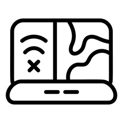 Offline Map Line Icon