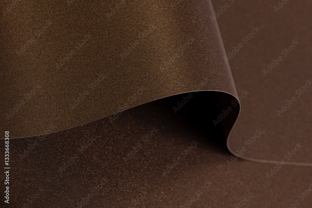 Aufkleber Rich brown paper background with a smooth, glossy texture and metallic bronze shimmer. Elegant waves and curves create a luxurious, abstract design with a warm gradient, perfect for premium designer.