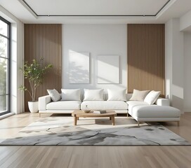 Fototapeta premium Modern living room with white sofa