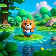 Naklejka premium Animation, Animal, Character, Game Character, Puppy, Cat, Chick, Butterfly, Flower, Exercise, Golf, Soccer, Baseball, Running, Police, Firefighter, Student, Teacher, Education,