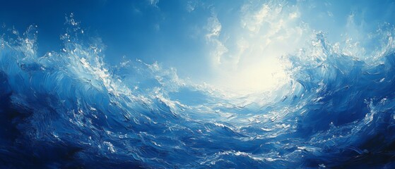 Fototapeta premium Serene Ocean Waves Under a Bright Sky