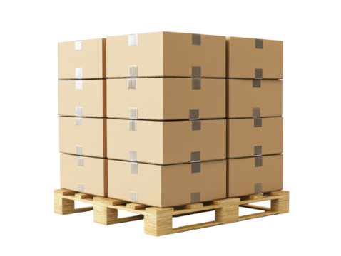 Isolated Piled High Cardboard Boxes