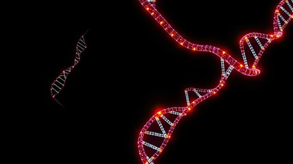 Obraz premium Glowing DNA Helix Genetic Code Science Biology Research