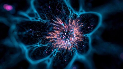 AI Generated Abstract Art  Vibrant Orange   Blue Nebula