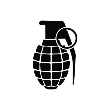 black grenade icon on white background clip art preview