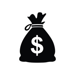 bag with dollar icon symbol silhouette vector on white background