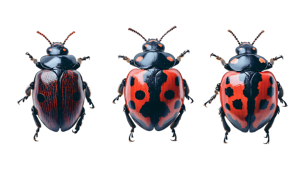Pack Ladybug Set Against Transparent Background for Nature Branding, Insect Promotion, or Wildlife Design Projects