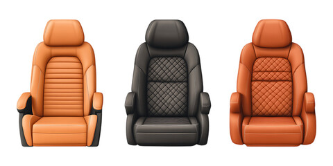 Obraz premium Pack Leather Car Seat Set Against Transparent Background for Automotive Branding, Luxury Interiors, or Vehicle Design Projects