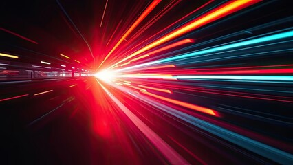 Obraz premium Abstract Speed Light Trails Red Blue Light Streaks Motion Blur Energy Background