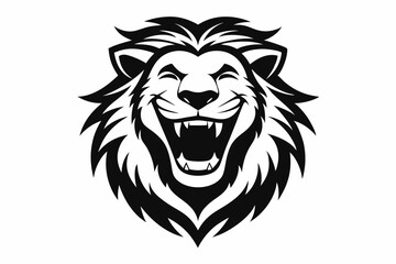 cute lion head line art icon, lion head mascot symbol, lion head silhouette vector, lion head vector illustration, lion cartoon isolated on white background