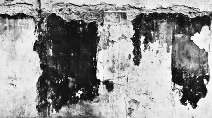 Black and White Textured Wall with Cracks and Peeling Paint