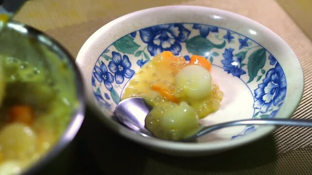 Freshly Cooked Filipino Food Called Ginataang Bilo Bilo