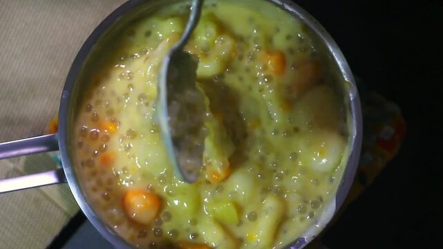 Freshly Cooked Filipino Food Called Ginataang Bilo Bilo