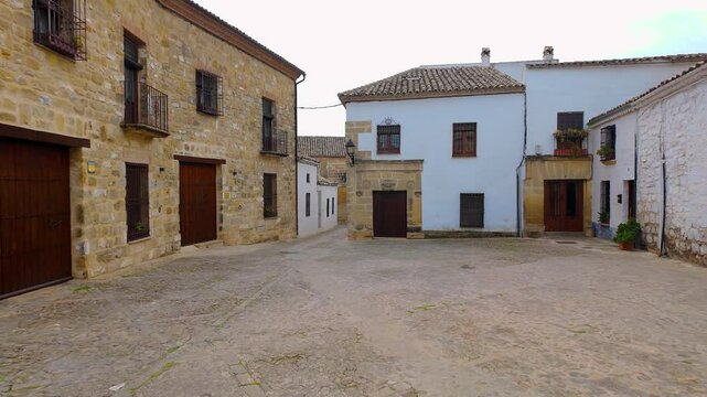 Old country houses in the old town of the monumental city of Baeza, Jaen.