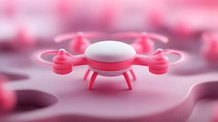 Pink Cybernetic Drone Swarm in Glowing Tech Environment