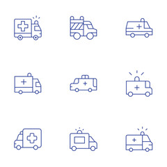 Ambulance icons set. Thin Line style, editable stroke. rescue, ambulance
