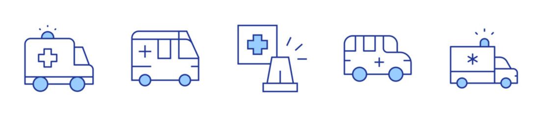 ambulance, medical service. Ambulance Icon vector illustration. Line Duotone style. Editable stroke