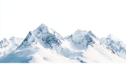 Obraz premium Snow-covered mountains, isolated on a white background.