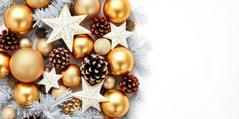Festive Gold Silver Christmas Ornament Decor Background
