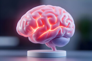 Glowing Cybernetic Brain with Digital Networks