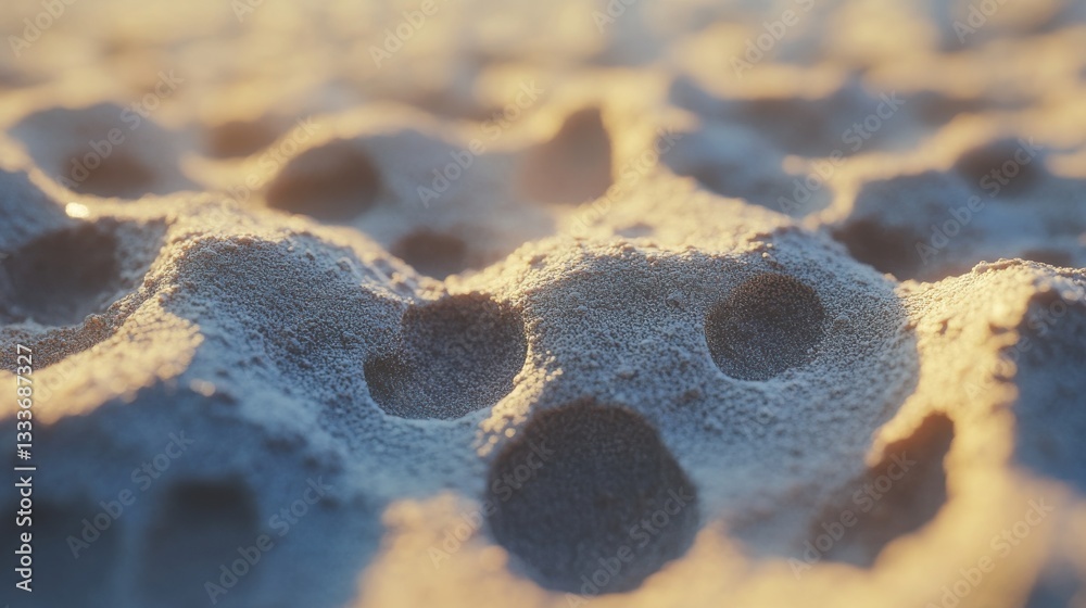 Poster close-up view of textured sand patterns with light reflection