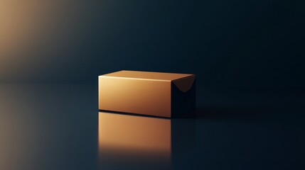Gold Rectangular Box on Dark Reflective Surface