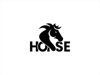 Dynamic black silhouette of a running horse logo.