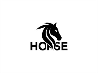 Dynamic black silhouette of a running horse logo.