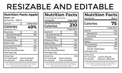 Fototapeta premium Nutrition facts template, Supplement facts template ,Nutrition list information Text Editable and Scalable - Standard Vertical