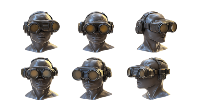 Pack Night Vision Goggle Set on Transparent Background for Military, Tactical, and Security Illustrations